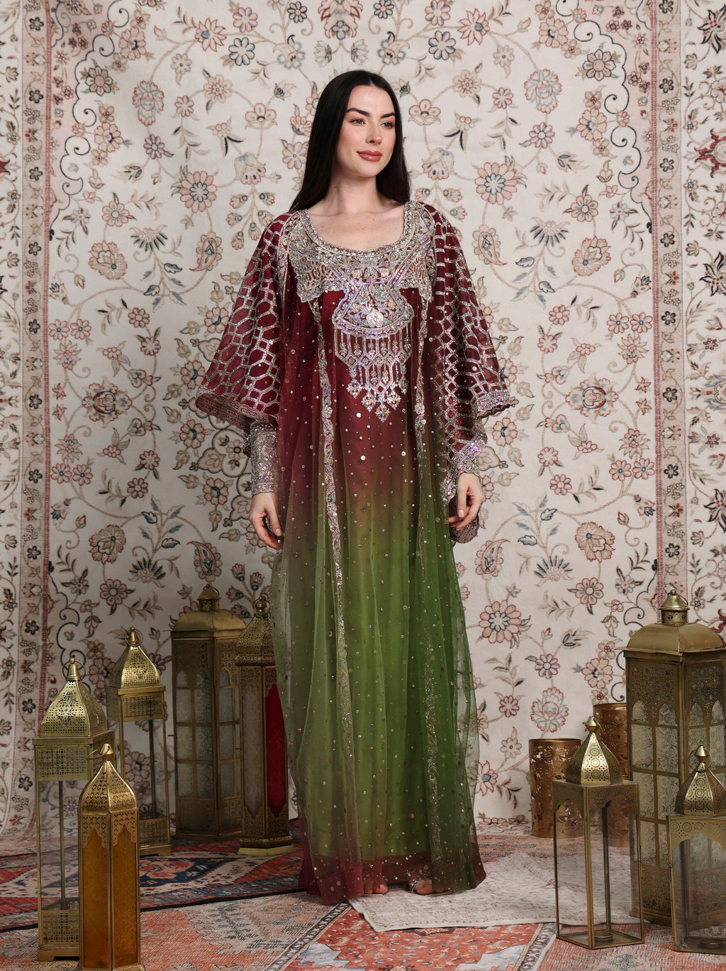Burgundy Embroidered